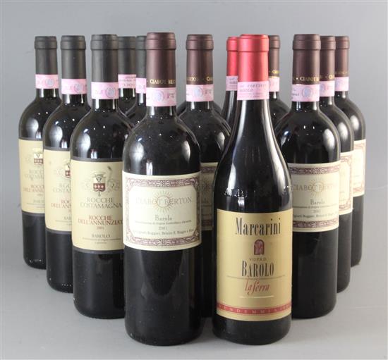 Six bottles of Ciabot Berton, Barolo, 2001, six bottles of Rocche Costamagna Rocche DellAnnunriata, Barolo,